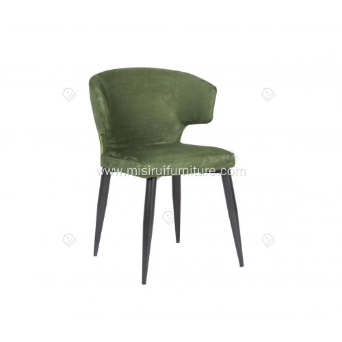 Green genuine leather black matte painted feet chairs